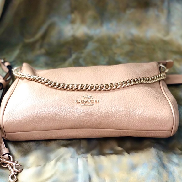 Coach Leather Crossbody Clutch Handbag Purse Gold - Picture 5 of 10